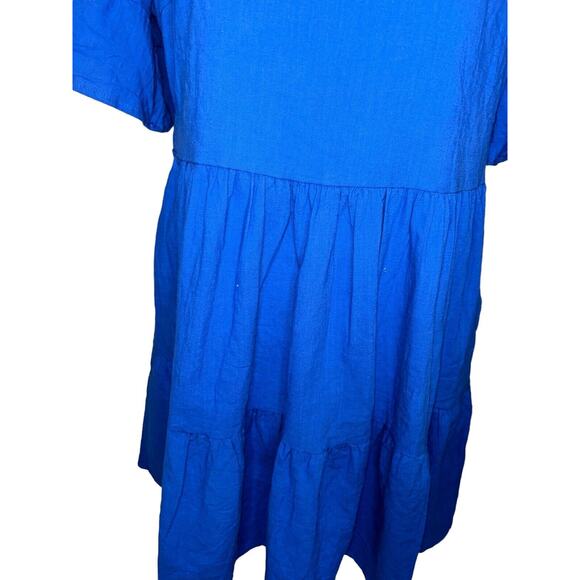Fancyinn Dress Sz M Short Sleeve Cotton V-Neck Knee Length‎ Royal Blue - Picture 4 of 12